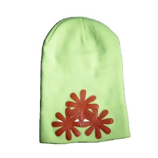 LIME GREEN/RED CV (LONG) BEANIE