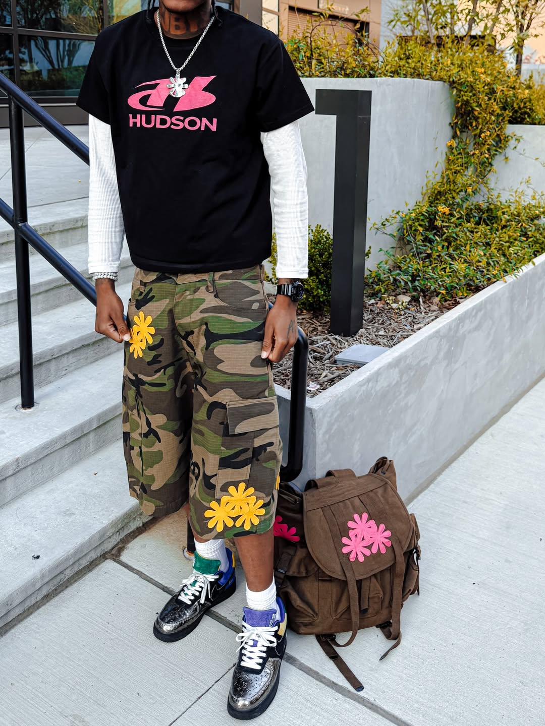 Brown/Pink Petals Bookbag