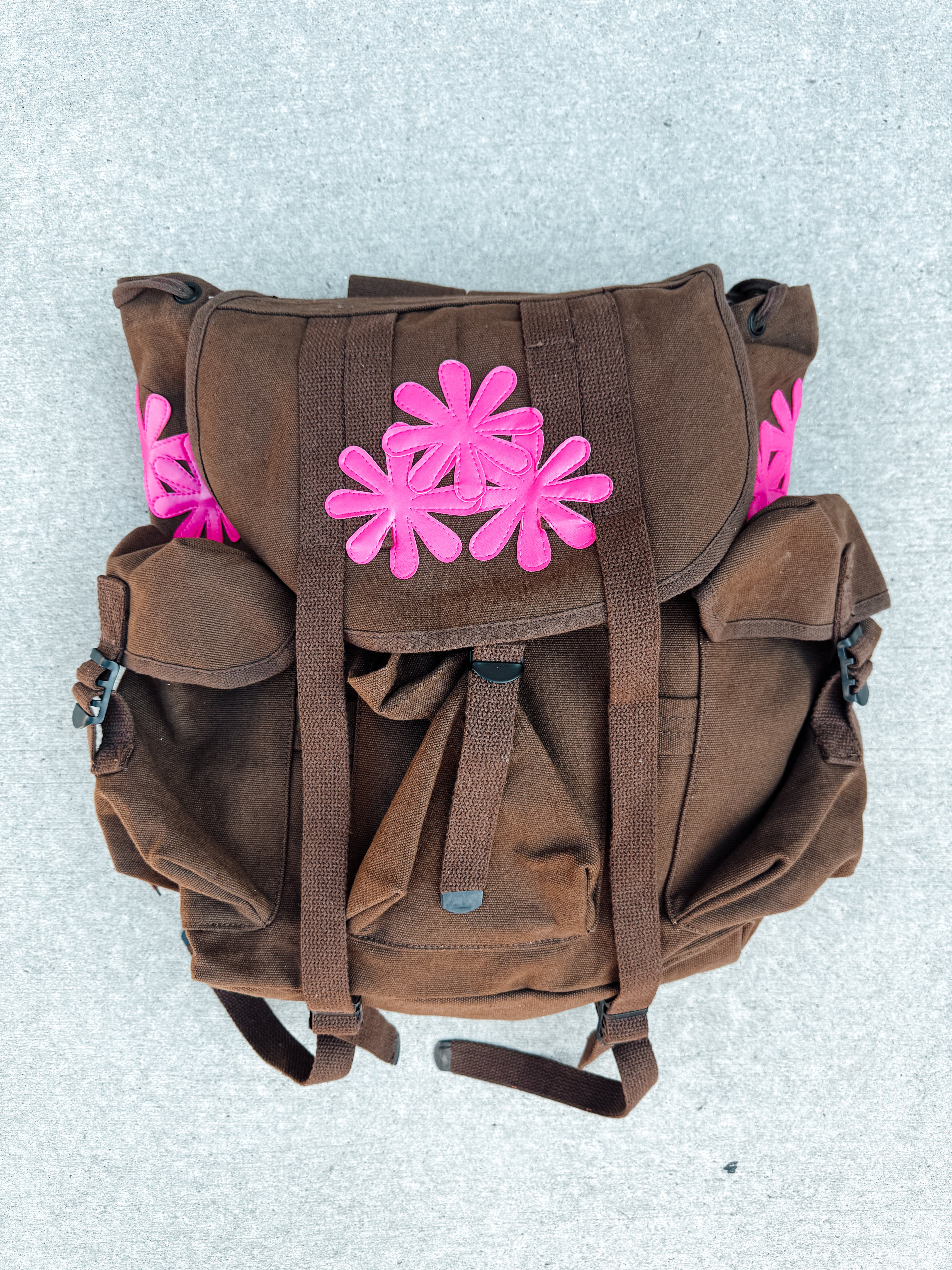 Brown/Pink Petals Bookbag