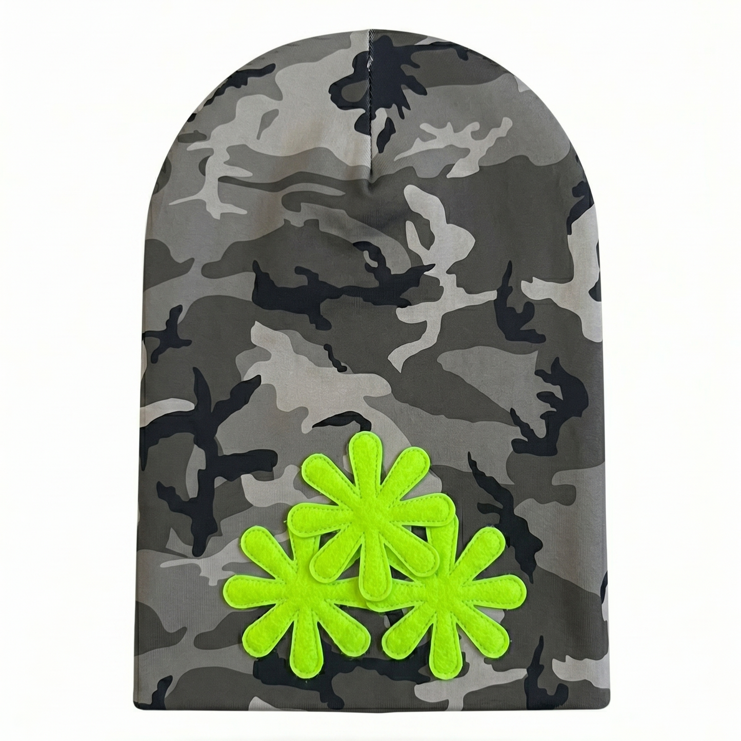 GREY CAMO/GREEN CV (LONG) BEANIE