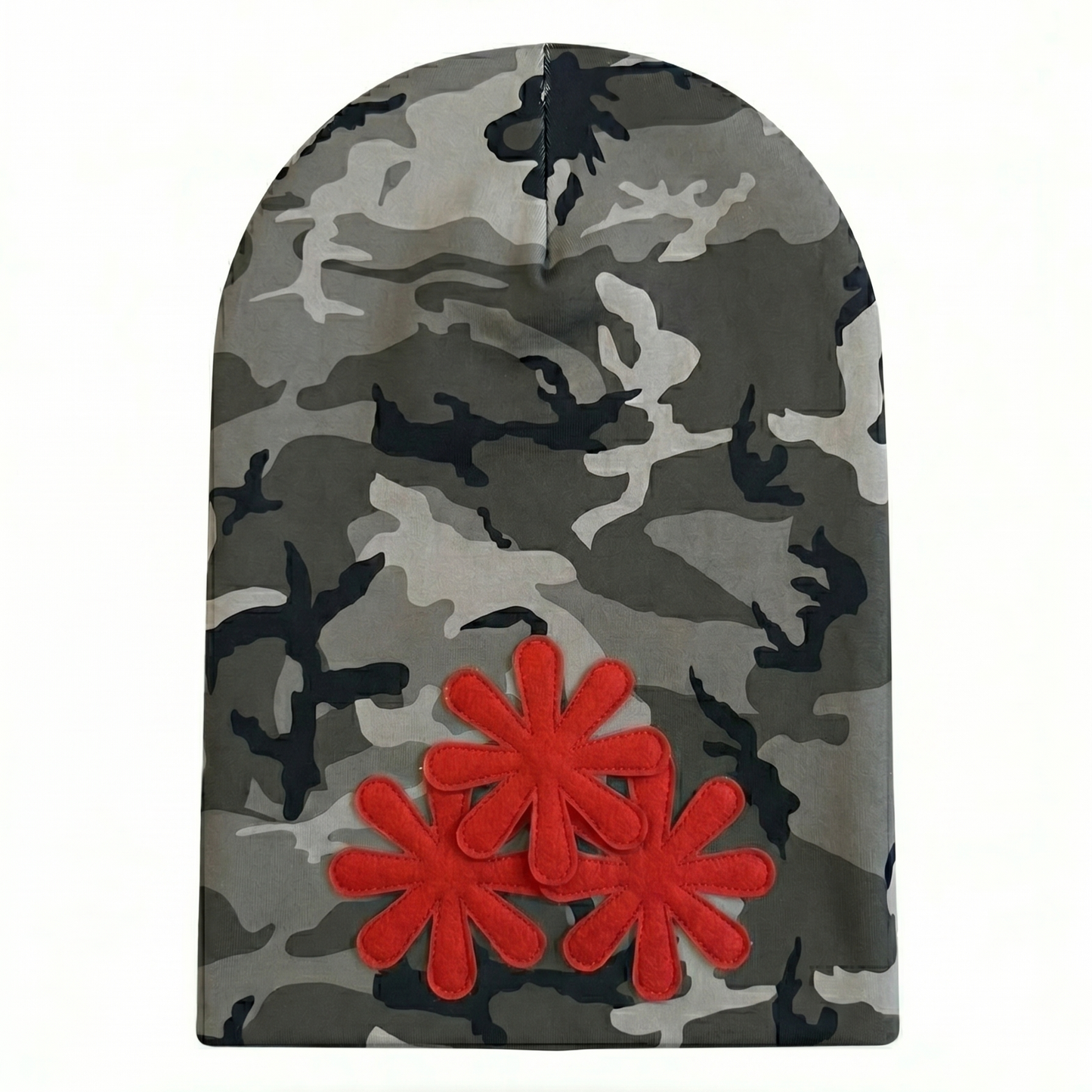 GREY CAMO/RED CV (LONG) BEANIE