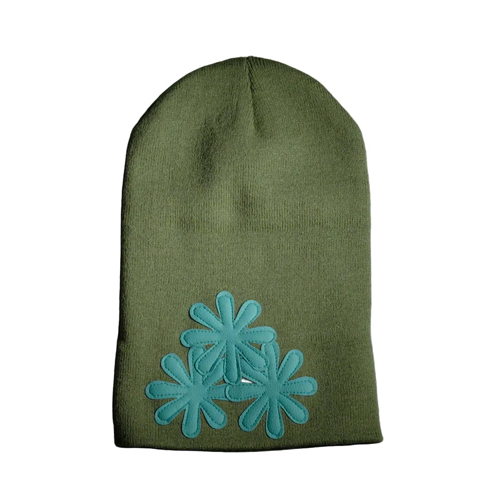 OLIVE/TURQUOISE CV (LONG) BEANIE