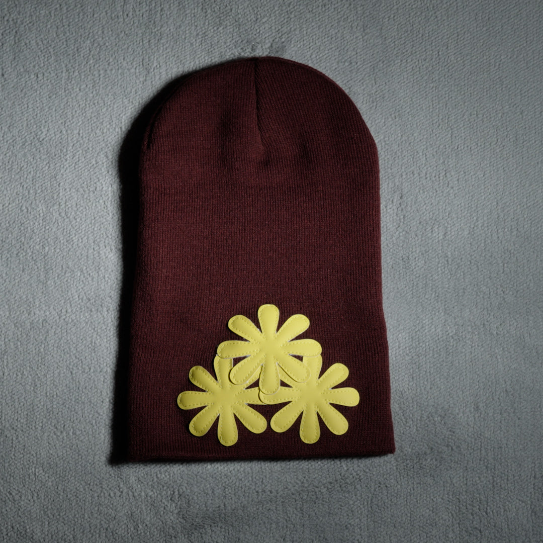 MAROON/YELLOW CV (LONG) BEANIE
