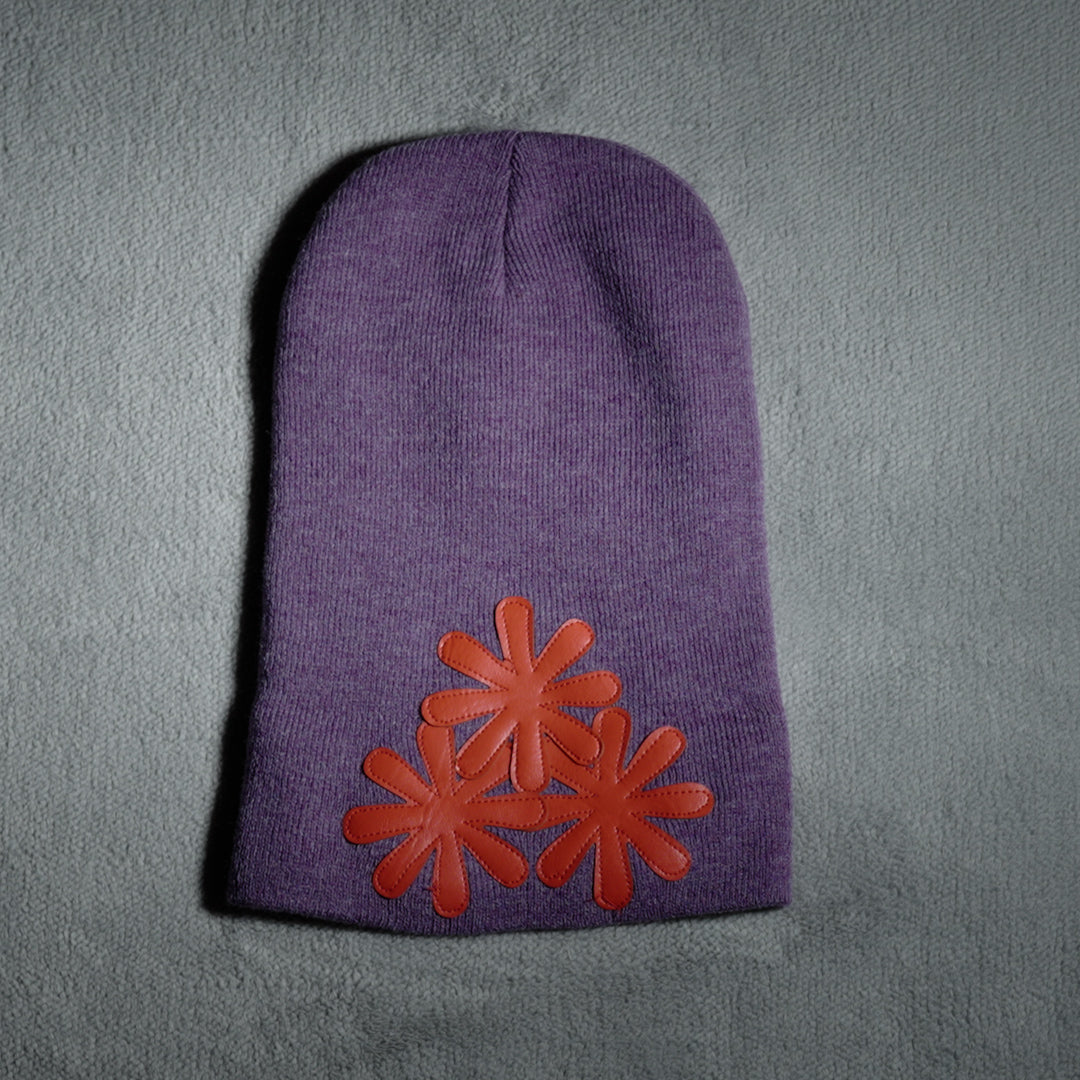 HEATHER PURPLE/RED CV (LONG) BEANIE