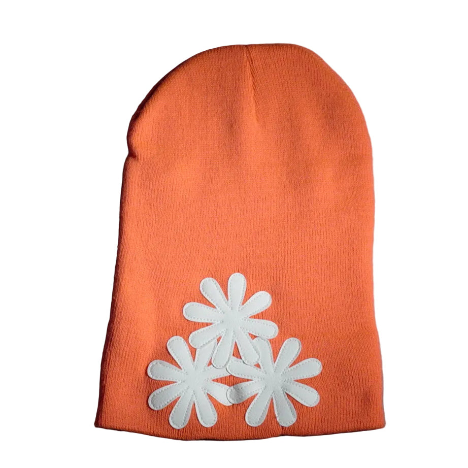 HOT ORANGE/WHITE CV (LONG) BEANIE