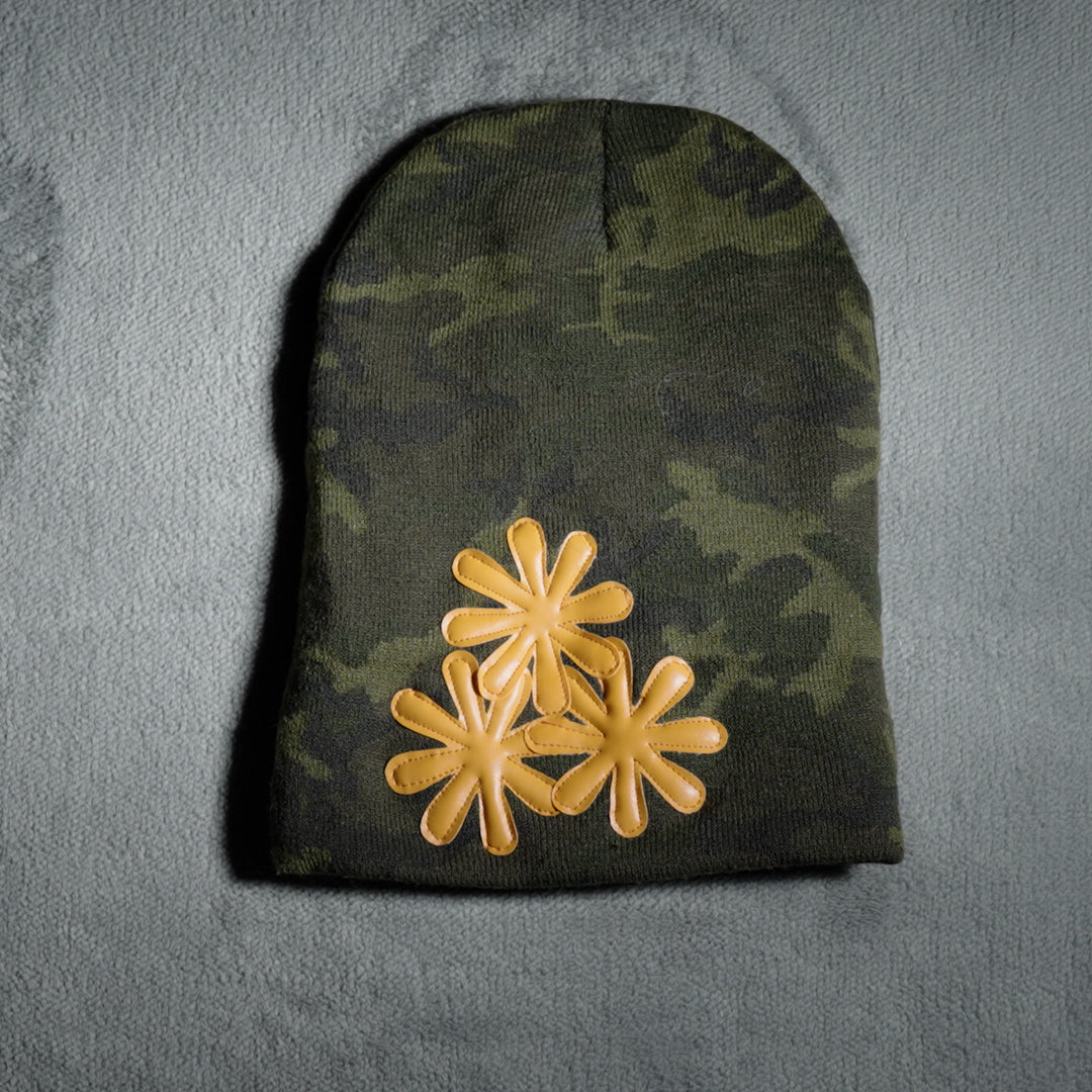 CAMO/ORANGE CV (LONG) BEANIE