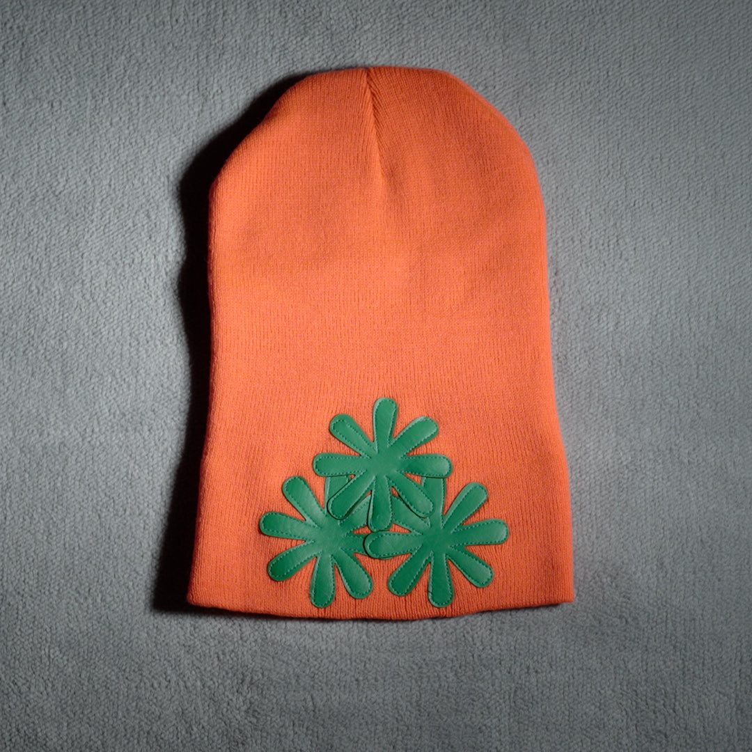 SALMON/GREEN CV (LONG) BEANIE